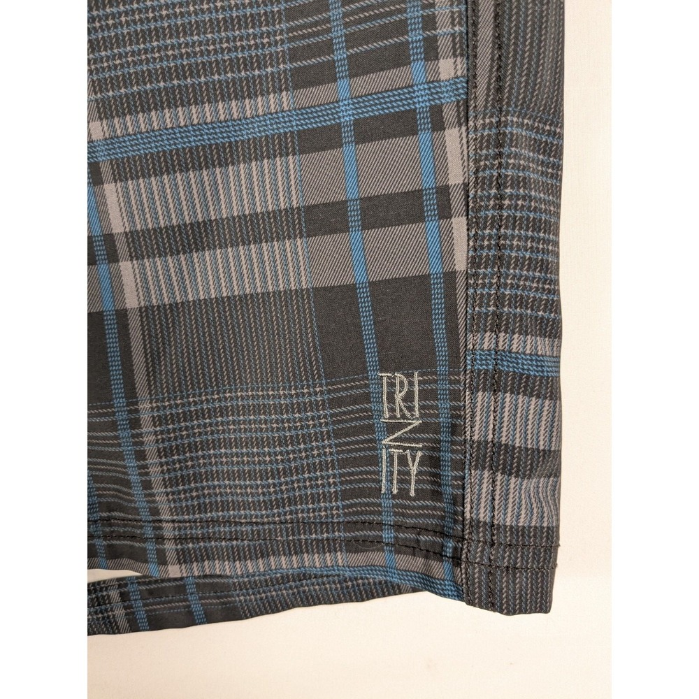 Trinity Collective Dual Purpose Shorts Mens 34 Grey Blue Plaid Hybrid Boardshort - Picture 5 of 8